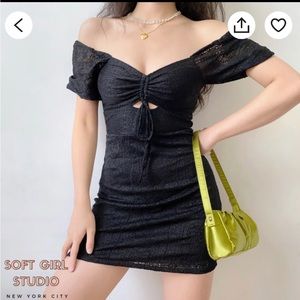 Black lacy milkmaid dress